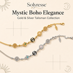 Solyresse 18K Gold/Silver Charm Bracelet & Anklet — Tree of Life, Hamsa, Evil Eye & Moon