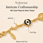 Solyresse 18K Gold/Silver Charm Bracelet & Anklet — Tree of Life, Hamsa, Evil Eye & Moon