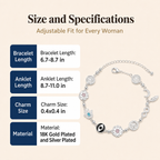 Solyresse 18K Gold/Silver Charm Bracelet & Anklet — Tree of Life, Hamsa, Evil Eye & Moon